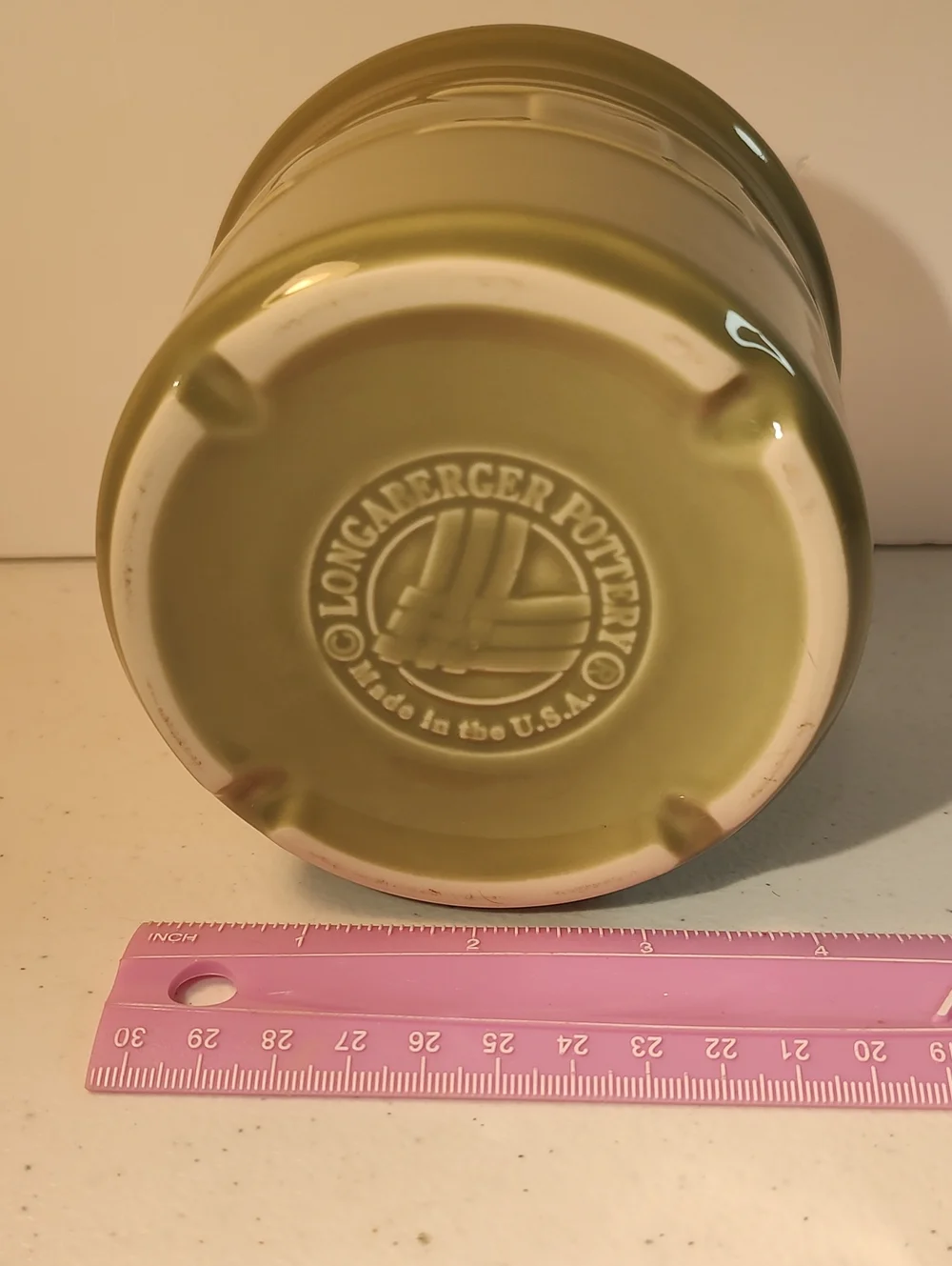 Longaberger Pottery Sage/Green Crock Made In The USA Kitchen Tool Holder